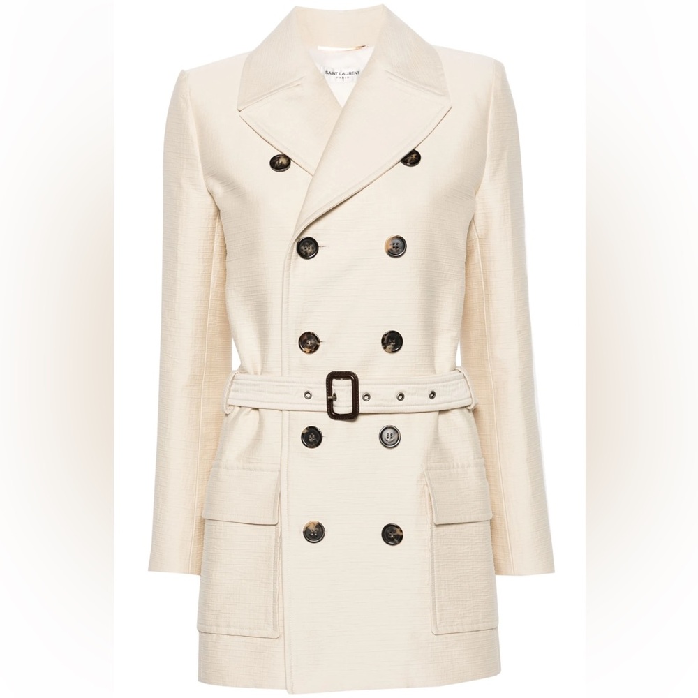 Saint Laurent Belted Double-Breasted Blazer Saharienne
